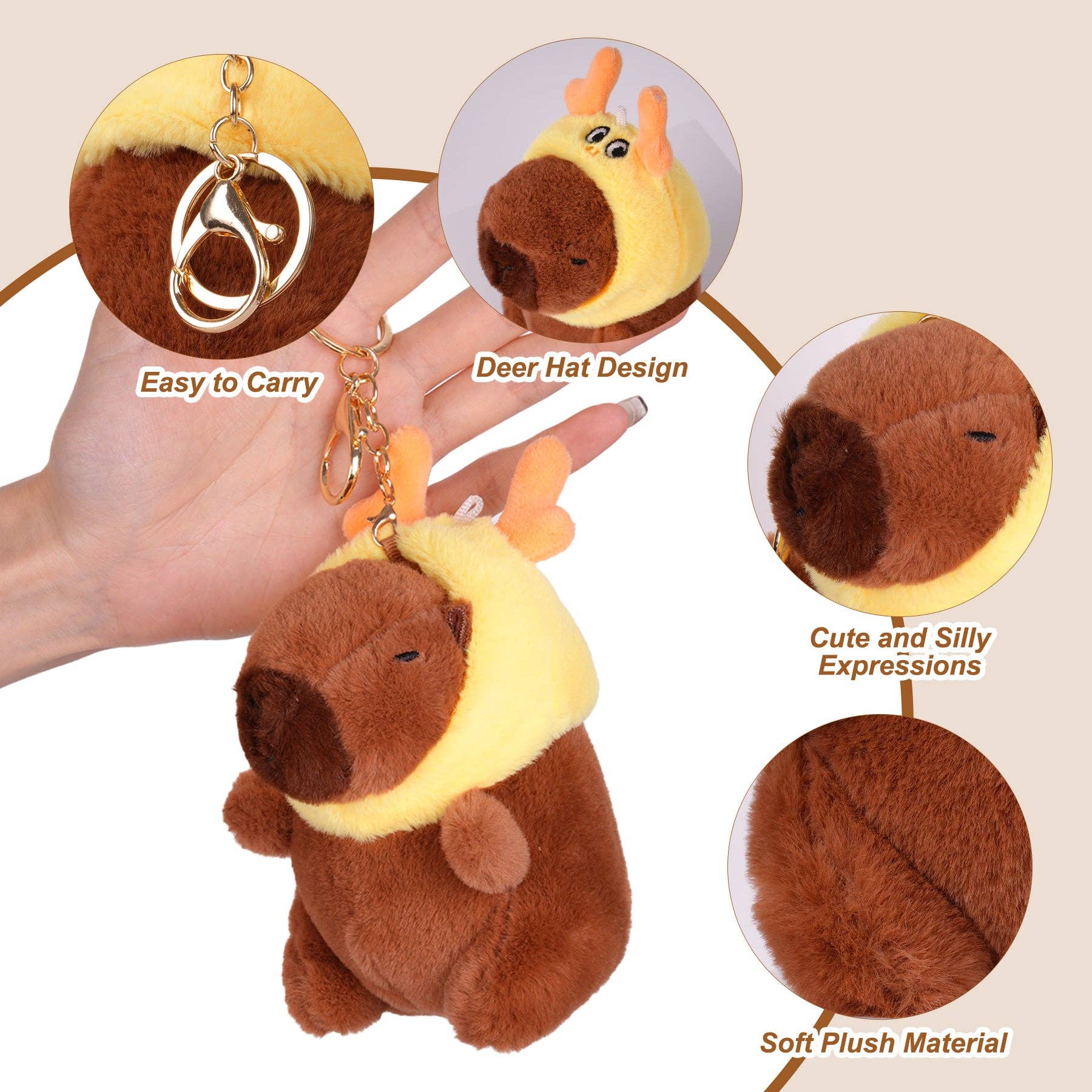 Capybara Dragon Hat Plush Keychain - Image 3