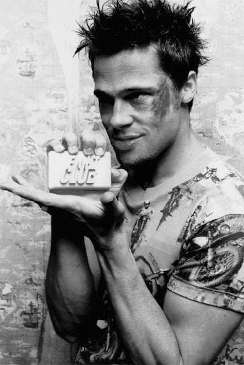Fight Club Brad Pitt Soap Movie Black & White Poster