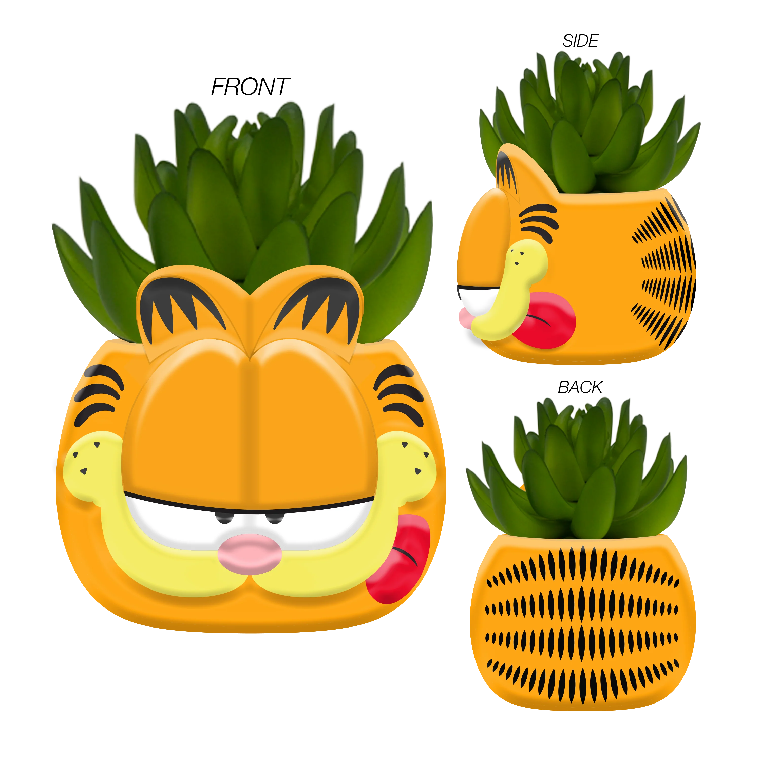 Garfield Head Mini Ceramic Planter with Faux Plant