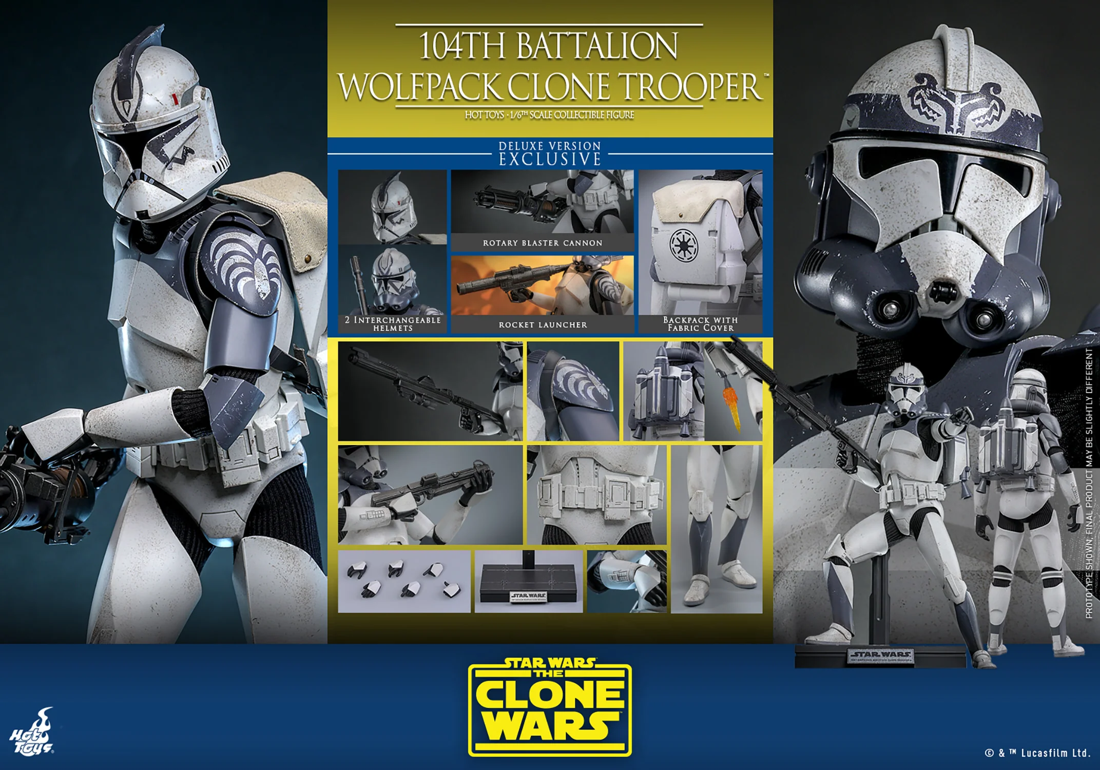 104th Battalion Wolfpack Clone Trooper™ (Deluxe Version) Sixth Scale Figure Hot Toys - Image 2