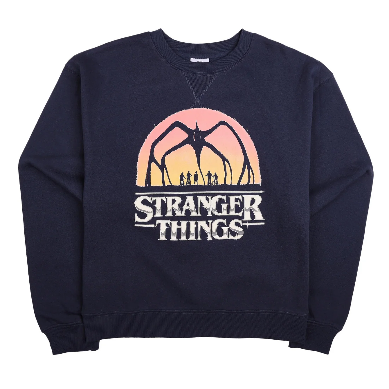 STRANGER THINGS 5 ONE LAST STRANGE ADVENTURE WOMEN'S NAVY BLUE CREW NECK LONG SLEEVE SWEATSHIRT